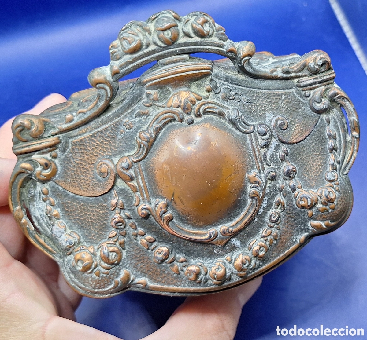 Antig&uuml;edades: Antiguo Joyero de Cobre - Calamina - Foto 12