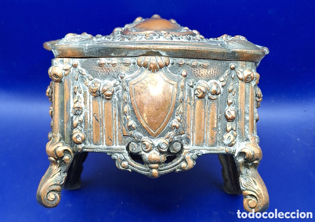 Antig&uuml;edades: Antiguo Joyero de Cobre - Calamina - Foto 17