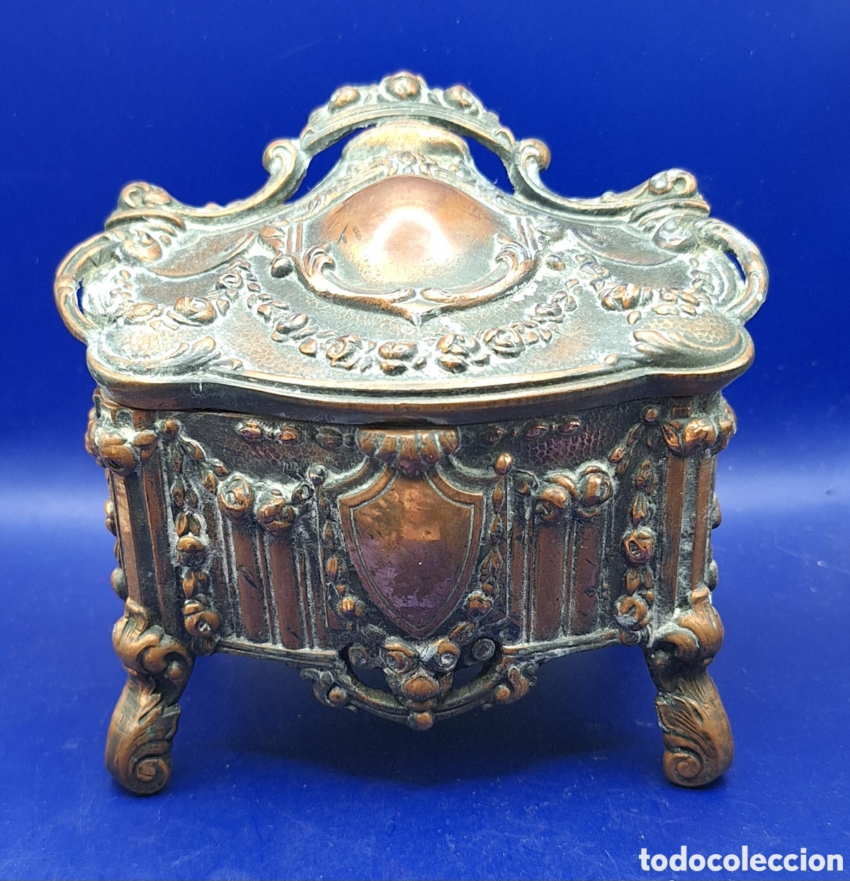 Antig&uuml;edades: Antiguo Joyero de Cobre - Calamina - Foto 18