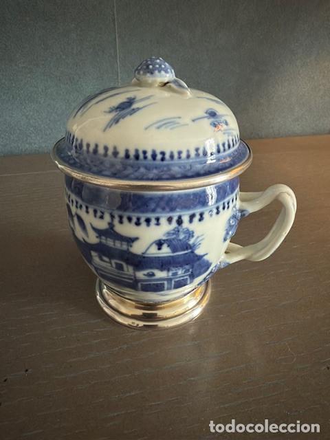 Oggetti Antichi: Moutardier Argent Massif .916 Leit&atilde;o & Irm&atilde;o (Joaillier Royal) & Porcelaine Chine