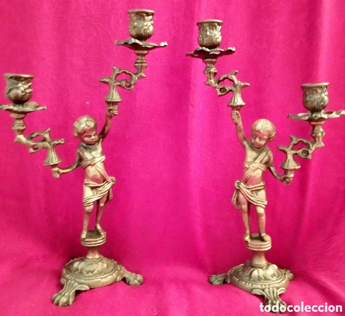 Antig&uuml;edades: Antiguos Candelabros Bronce - Foto 2