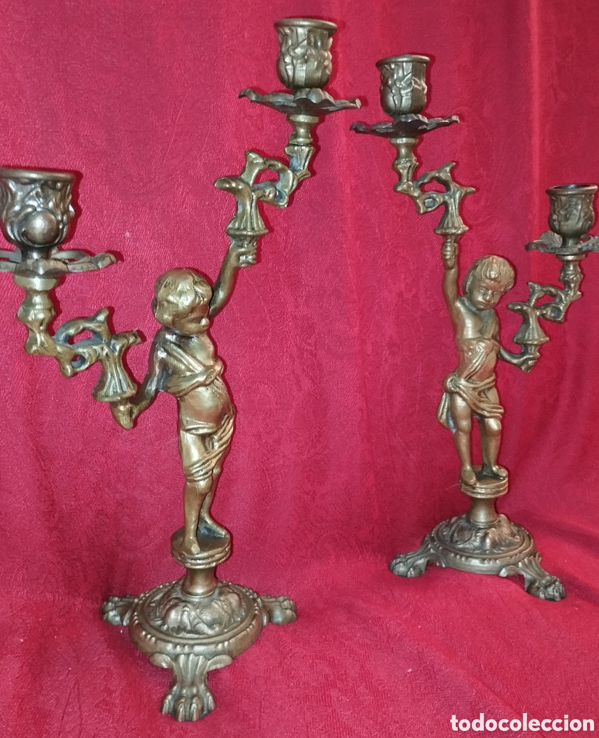 Antig&uuml;edades: Antiguos Candelabros Bronce - Foto 3