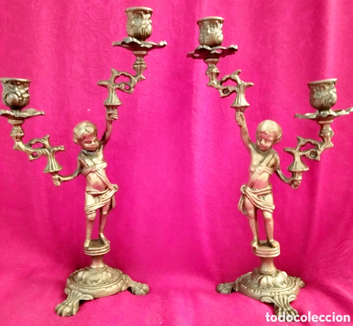 Antig&uuml;edades: Antiguos Candelabros Bronce - Foto 4
