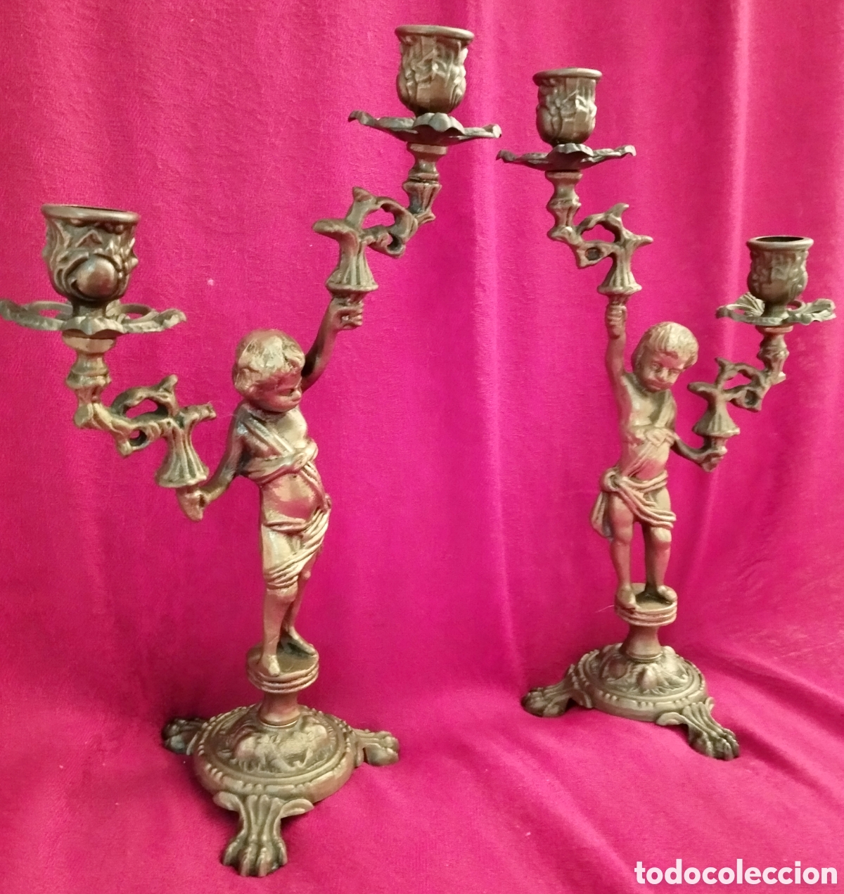 Antig&uuml;edades: Antiguos Candelabros Bronce - Foto 5