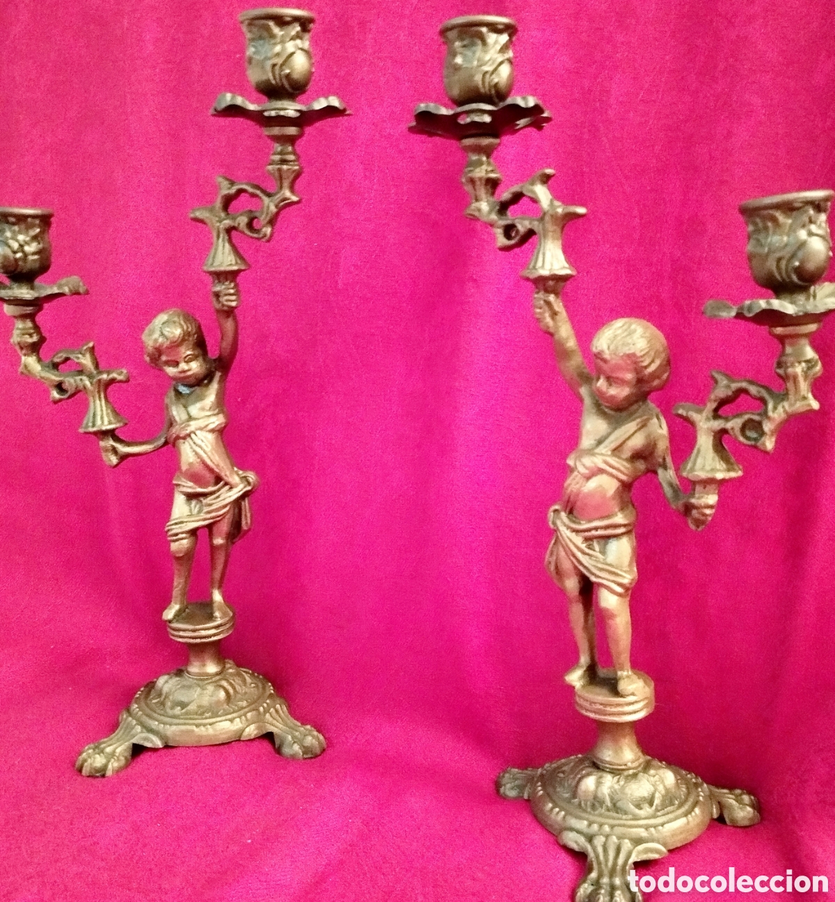 Antig&uuml;edades: Antiguos Candelabros Bronce - Foto 6