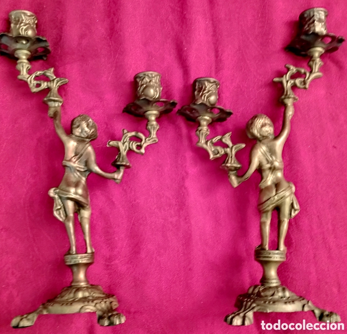 Antig&uuml;edades: Antiguos Candelabros Bronce - Foto 10