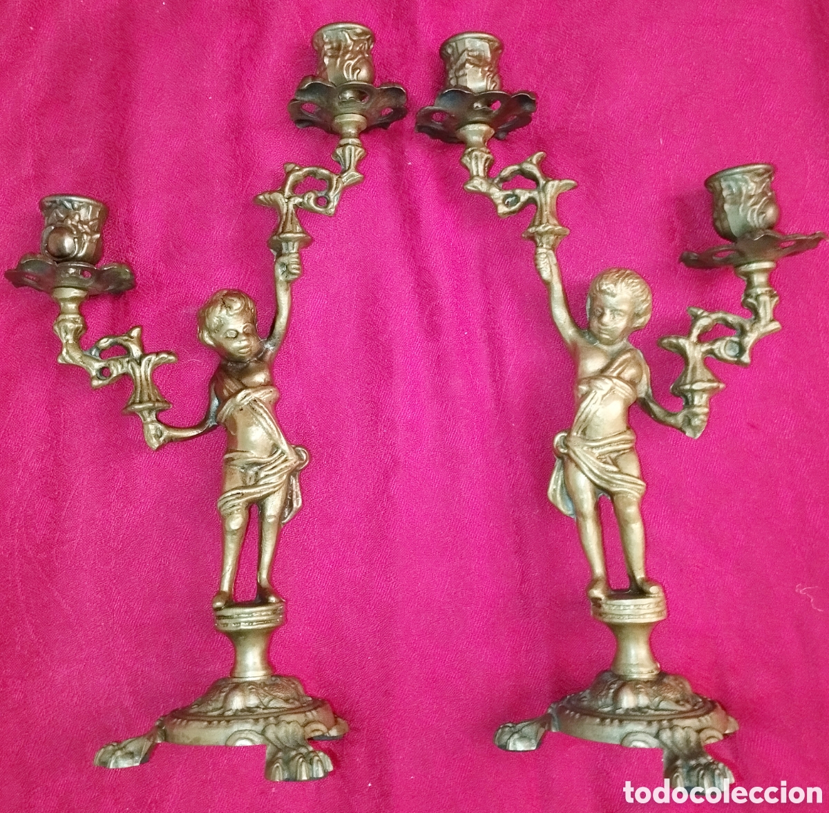 Antig&uuml;edades: Antiguos Candelabros Bronce - Foto 11