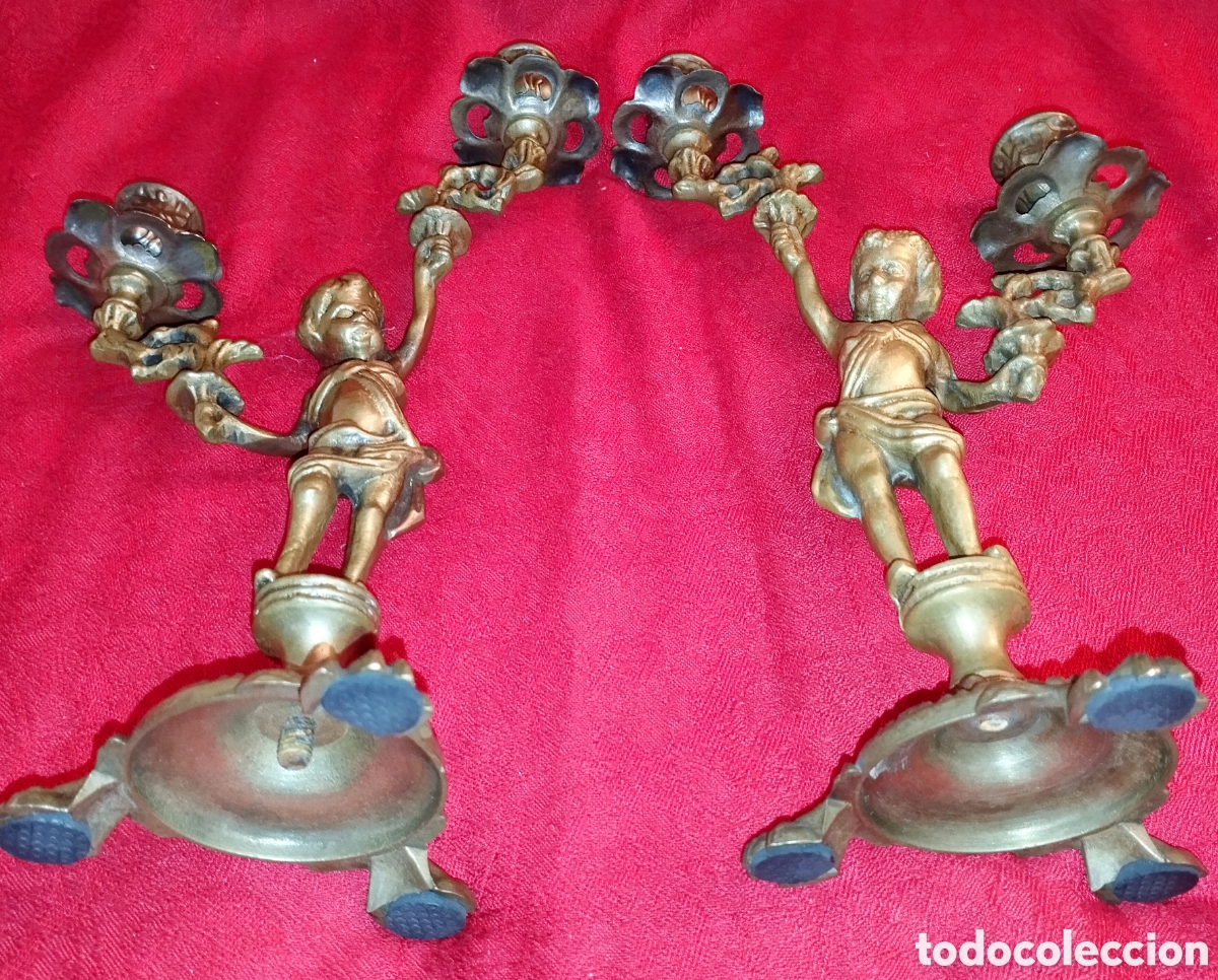 Antig&uuml;edades: Antiguos Candelabros Bronce - Foto 12