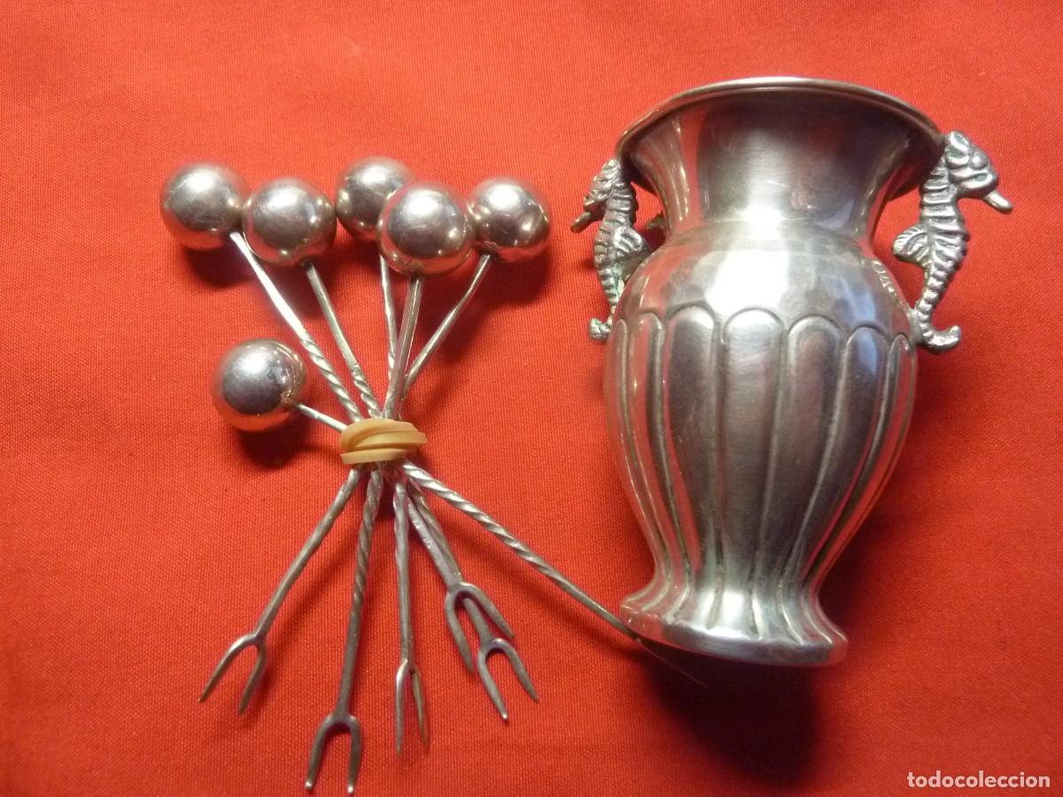 Antig&uuml;edades: PALILLERO EN PLATA CON 6 PINCHOS - Foto 2
