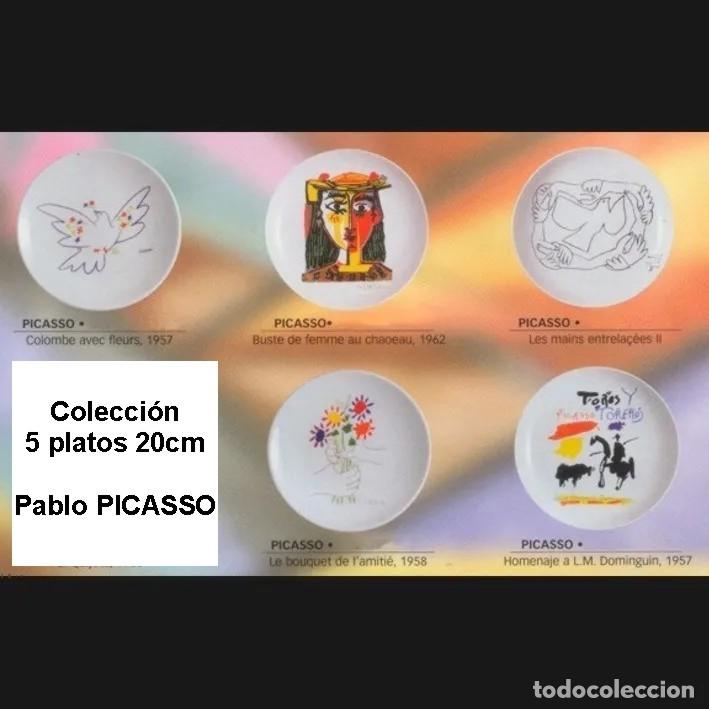 Antiques: Plato de porcelana 20 cm con reproducciones de Picasso (colecci&oacute;n 5 platos)
