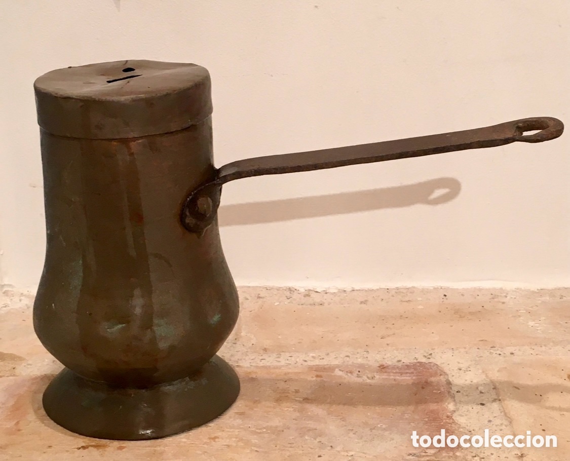 Antig&uuml;edades: Chocolatera. Cobre y forja. S. XIX. - Foto 1