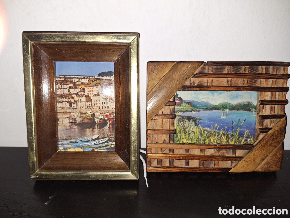 Antig&uuml;edades: Lote de dos marcos dw madera con postales - Foto 1