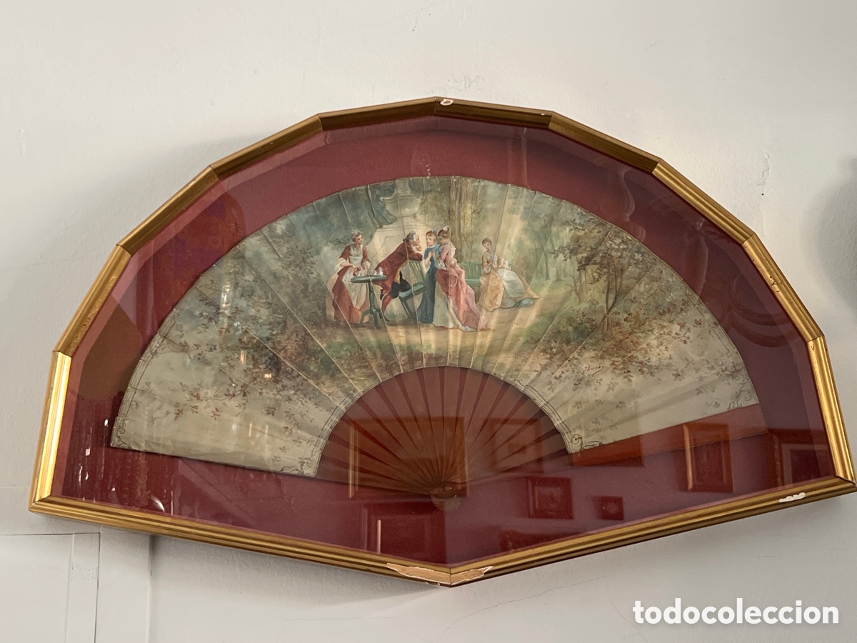 Antig&uuml;edades: ABANICO ANTIGUO CON ABANIQUERA - Foto 1