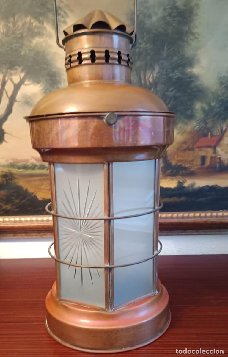 Antig&uuml;edades: FAROL DE LATON Y CRISTAL TALLADO - Foto 1