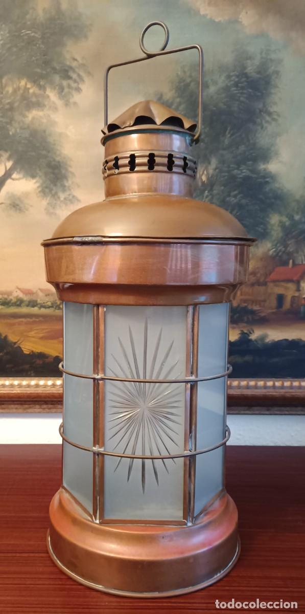 Antig&uuml;edades: FAROL DE LATON Y CRISTAL TALLADO - Foto 2