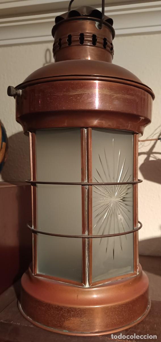 Antig&uuml;edades: FAROL DE LATON Y CRISTAL TALLADO - Foto 3