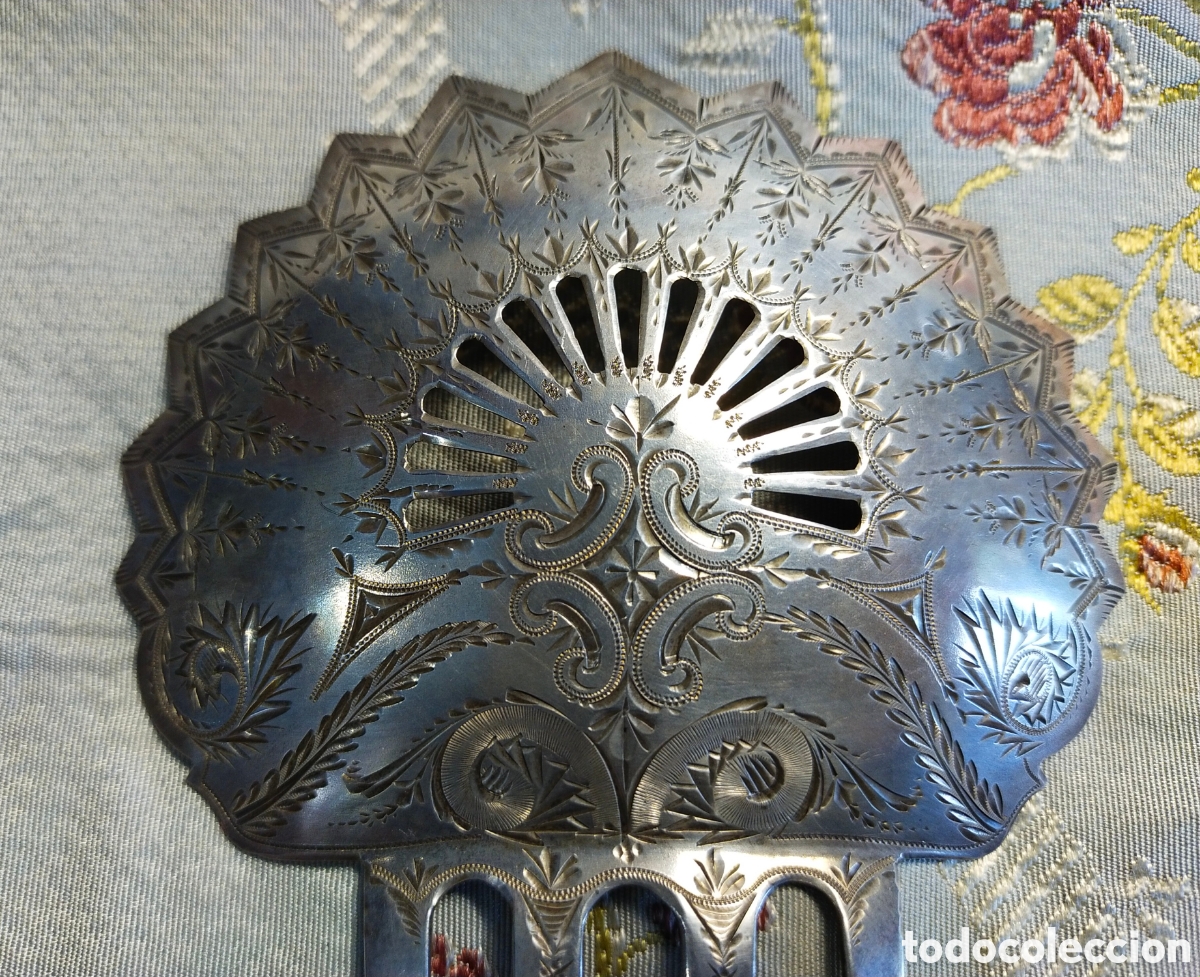 Antig&uuml;edades: Antigua peineta de plata - Foto 2