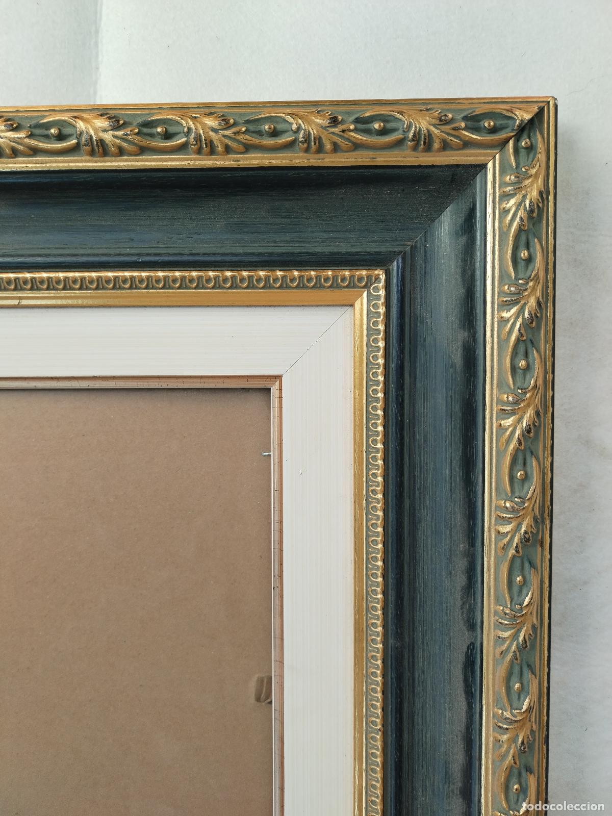 Antig&uuml;edades: marco de madera dorado y verde - Foto 1