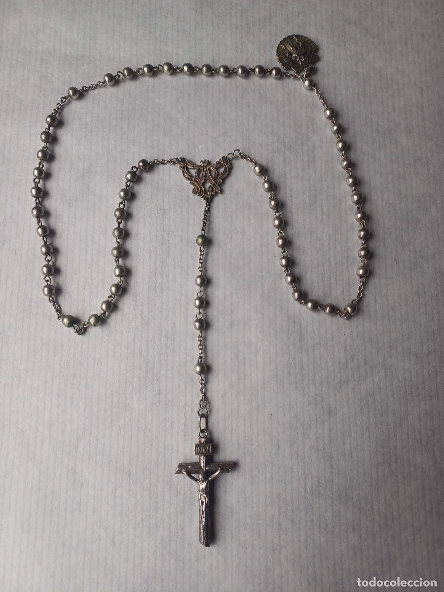 Antig&uuml;edades: ROSARIO DE CUENTAS Y CRISTO DE PLATA. - Foto 1