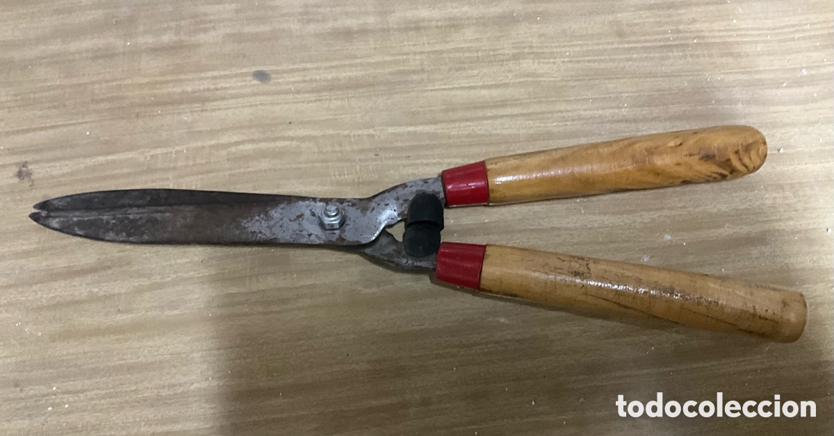 Antig&uuml;edades: TIJERAS CORTA SETOS. MANGO DE MADERA - Foto 2