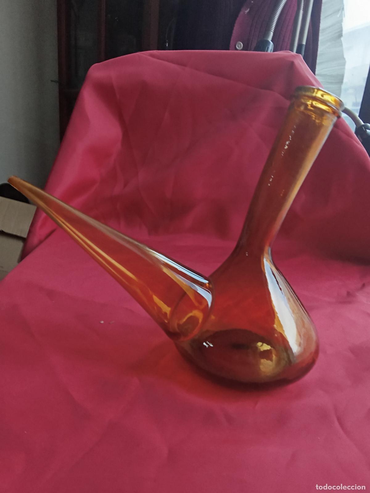 Antig&uuml;edades: Porr&oacute;n vidrio soplado &aacute;mbar. A&ntilde;os 70. V.10