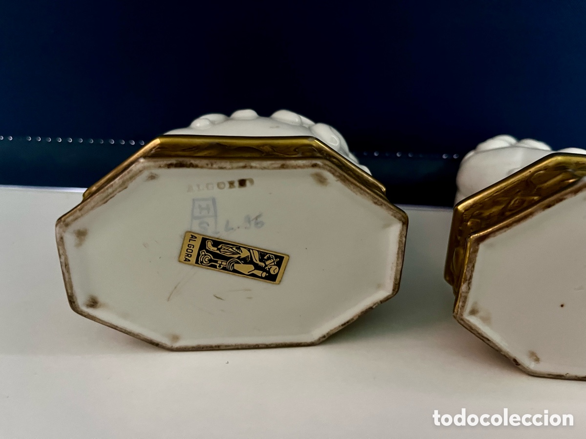 Antig&uuml;edades: Pareja perros leones foo quimeras de porcelana Algora - Foto 4