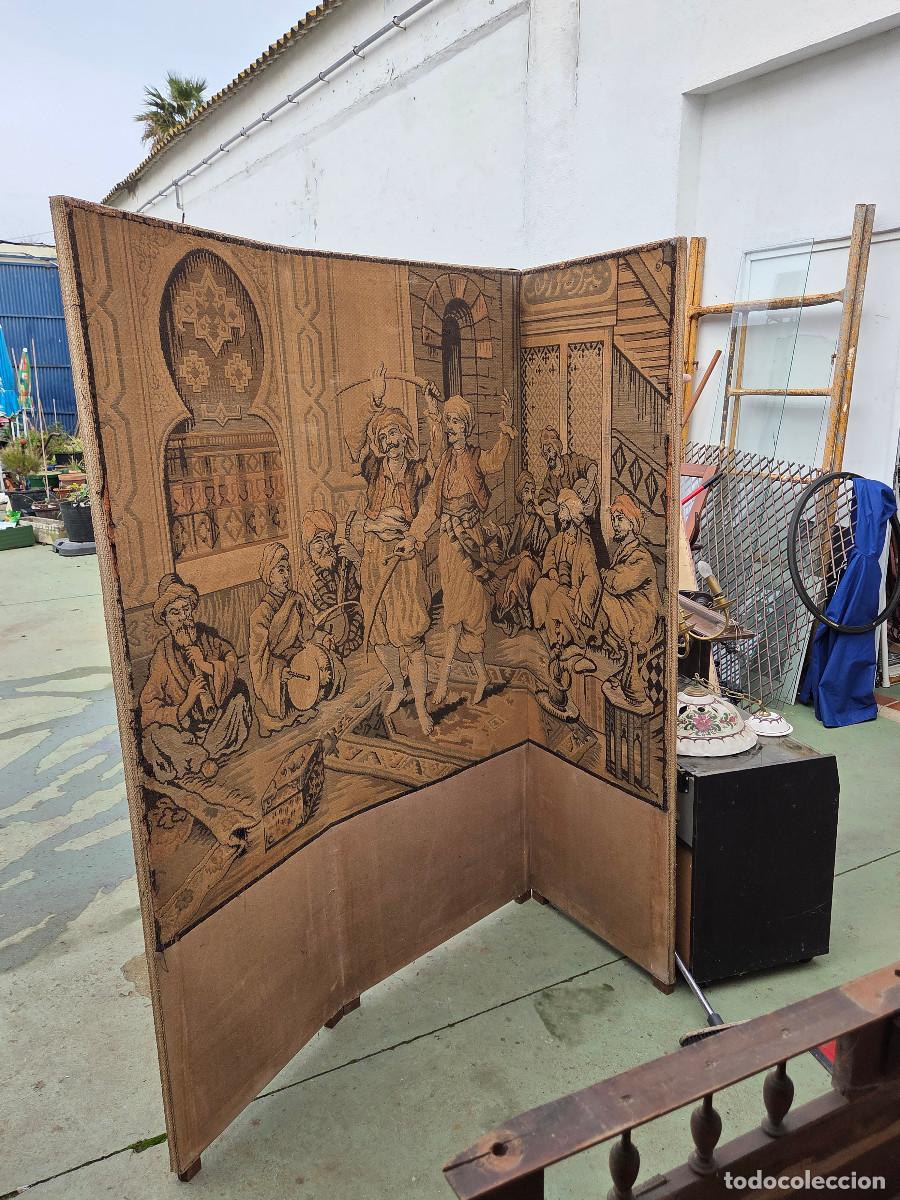 Antig&uuml;edades: biombo con tapiz antiguo - Foto 1