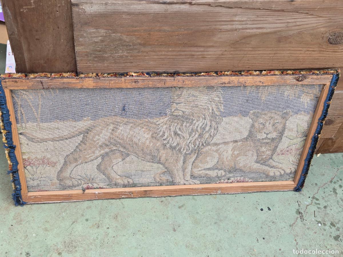 Antig&uuml;edades: tapiz vintage de leones - Foto 4