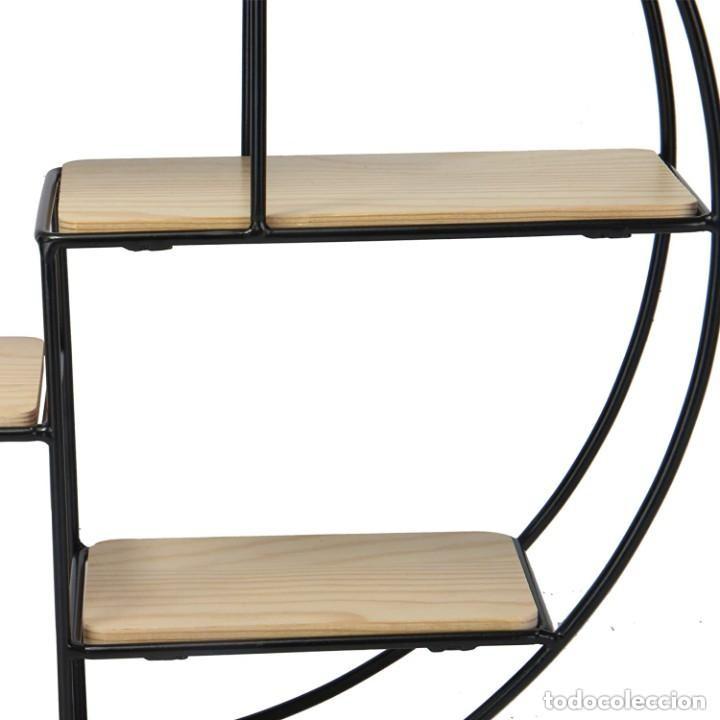 Antig&uuml;edades: Estante circular de pared de metal y madera - Foto 2