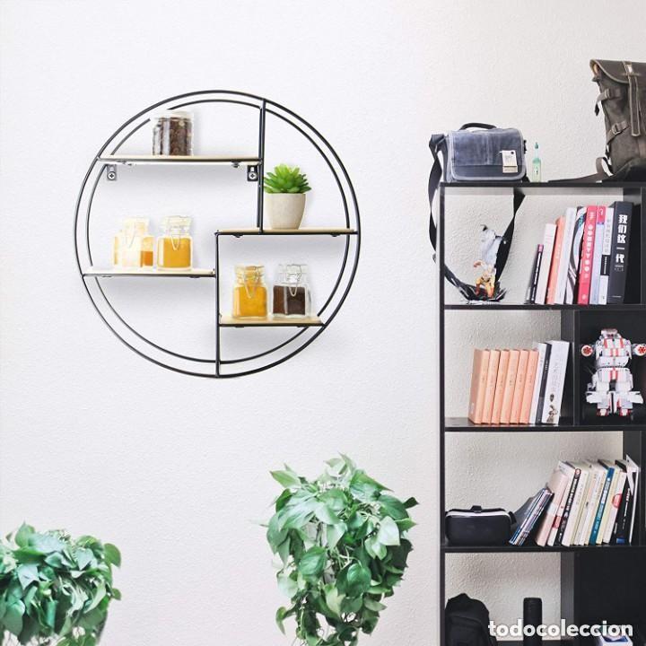 Antig&uuml;edades: Estante circular de pared de metal y madera - Foto 4