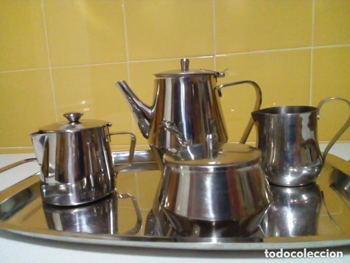 Antig&uuml;edades: juego de cafe y te de acero inoxidable - Foto 2