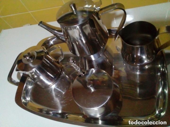 Antig&uuml;edades: juego de cafe y te de acero inoxidable - Foto 3