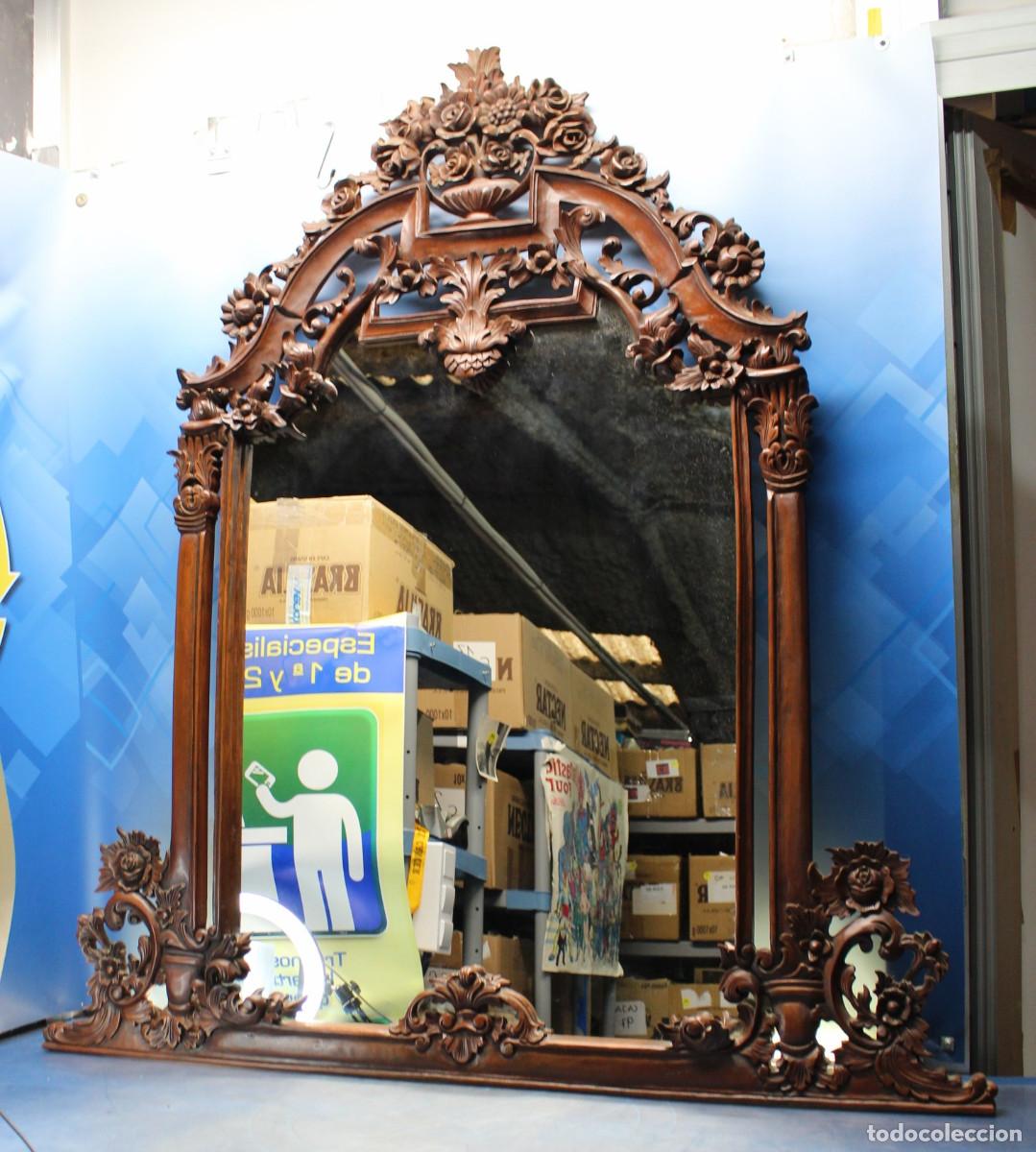 Antig&uuml;edades: Gran espejo en madera tallada. - Foto 1
