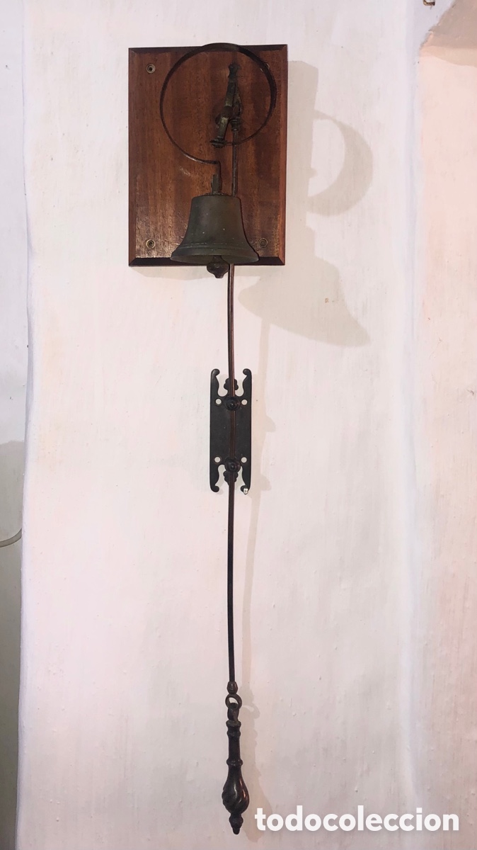 Antiquit&eacute;s: 92 cm &bull; Antiguo llamador de campana grande con su tirador &bull; servicio convento mon&aacute;sterio comercio