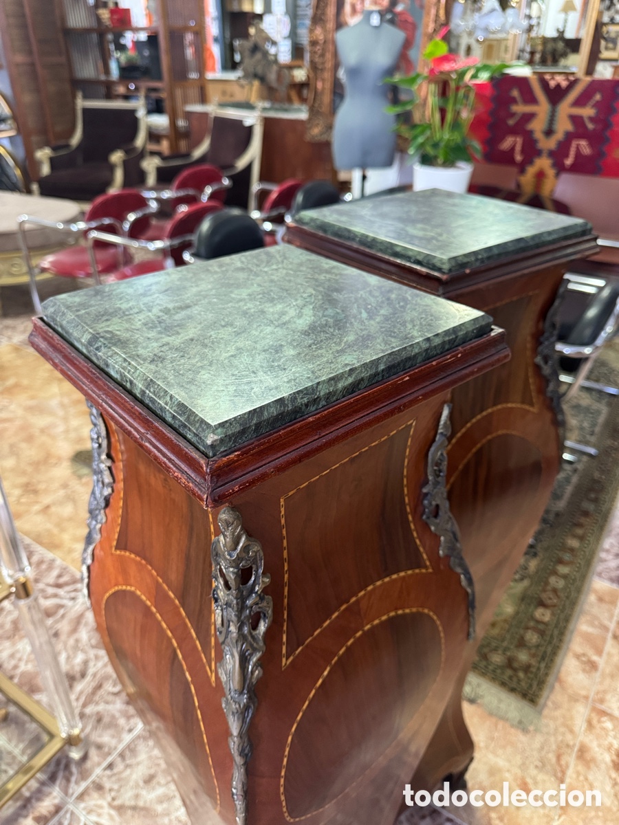 Antig&uuml;edades: Pareja de columnas con marqueter&iacute;a y bronce - Foto 3