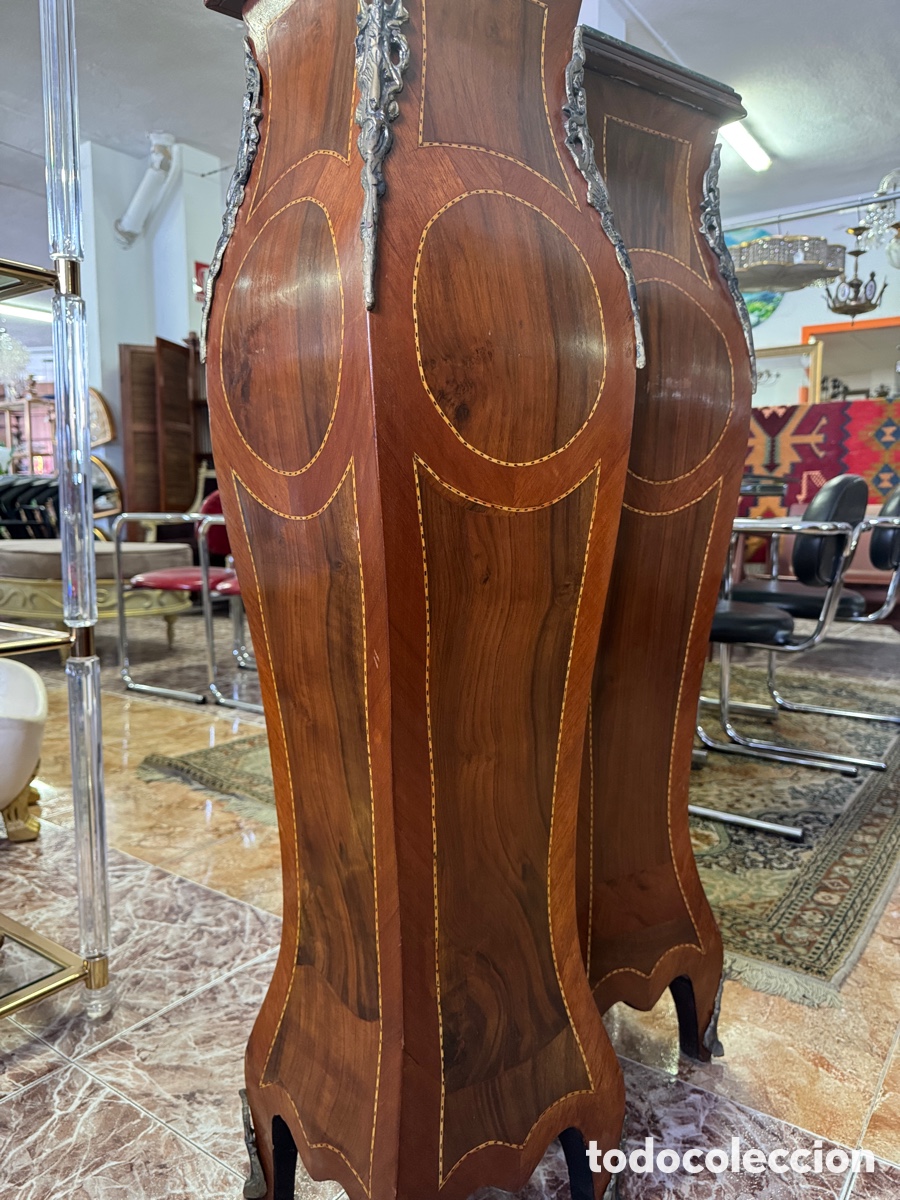 Antig&uuml;edades: Pareja de columnas con marqueter&iacute;a y bronce - Foto 5