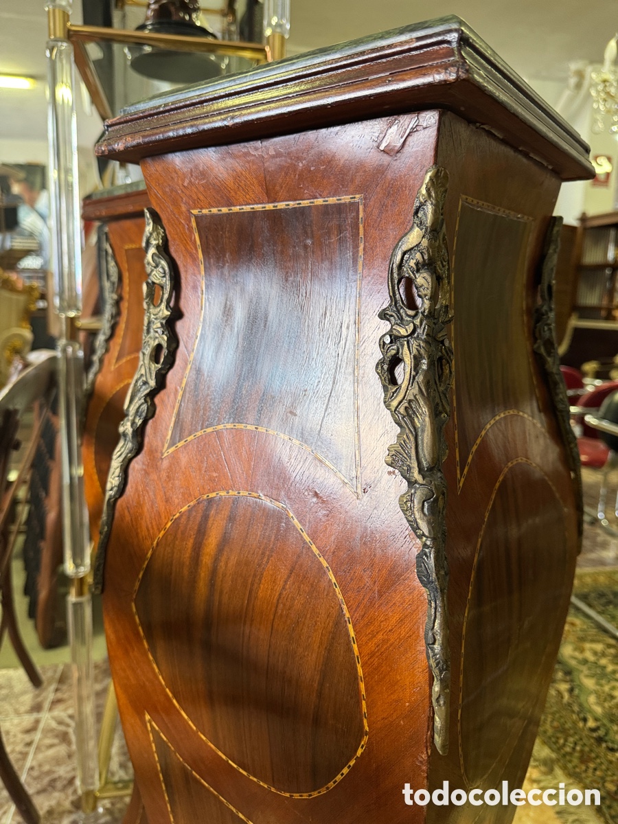 Antig&uuml;edades: Pareja de columnas con marqueter&iacute;a y bronce - Foto 7