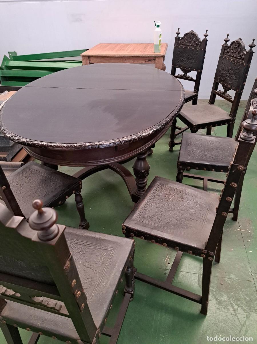 Antig&uuml;edades: mesa y 6 sillas epoca - Foto 1