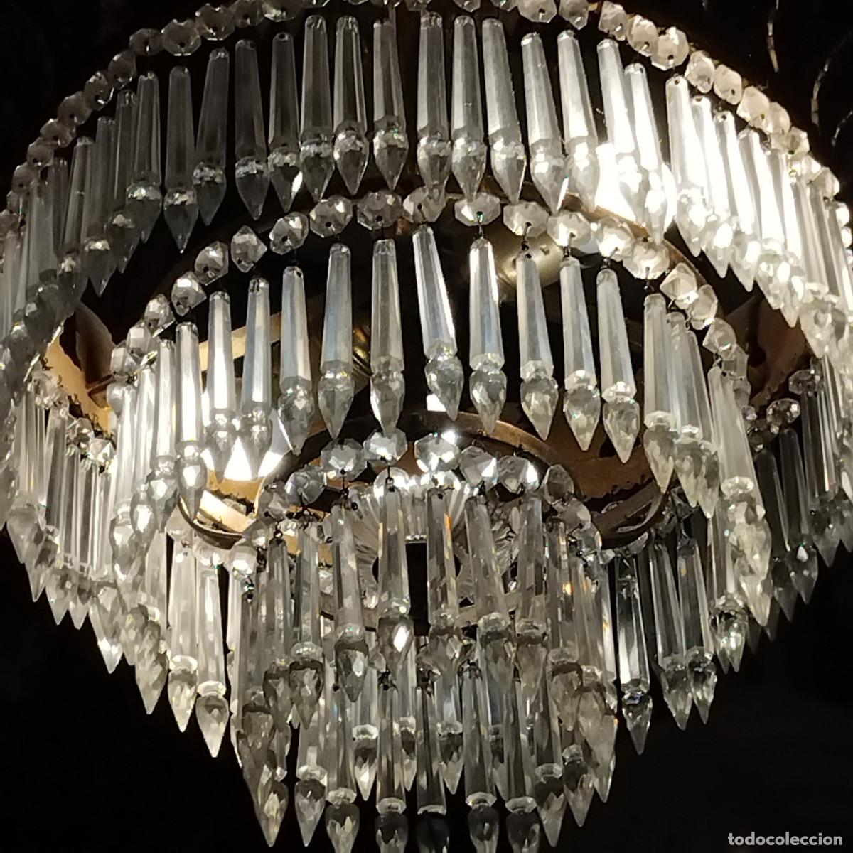 Antig&uuml;edades: L&aacute;mpara francesa de cristal y bronce - Foto 3