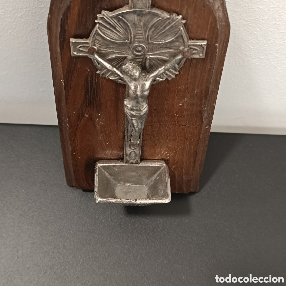 Antig&uuml;edades: Benditera antigua de madera y metal - Foto 2