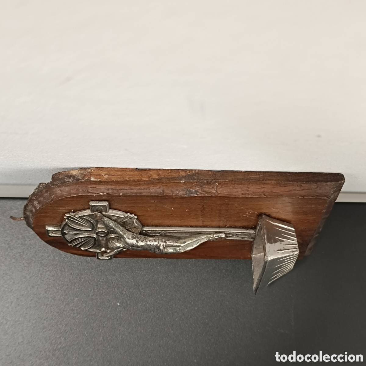 Antig&uuml;edades: Benditera antigua de madera y metal - Foto 5