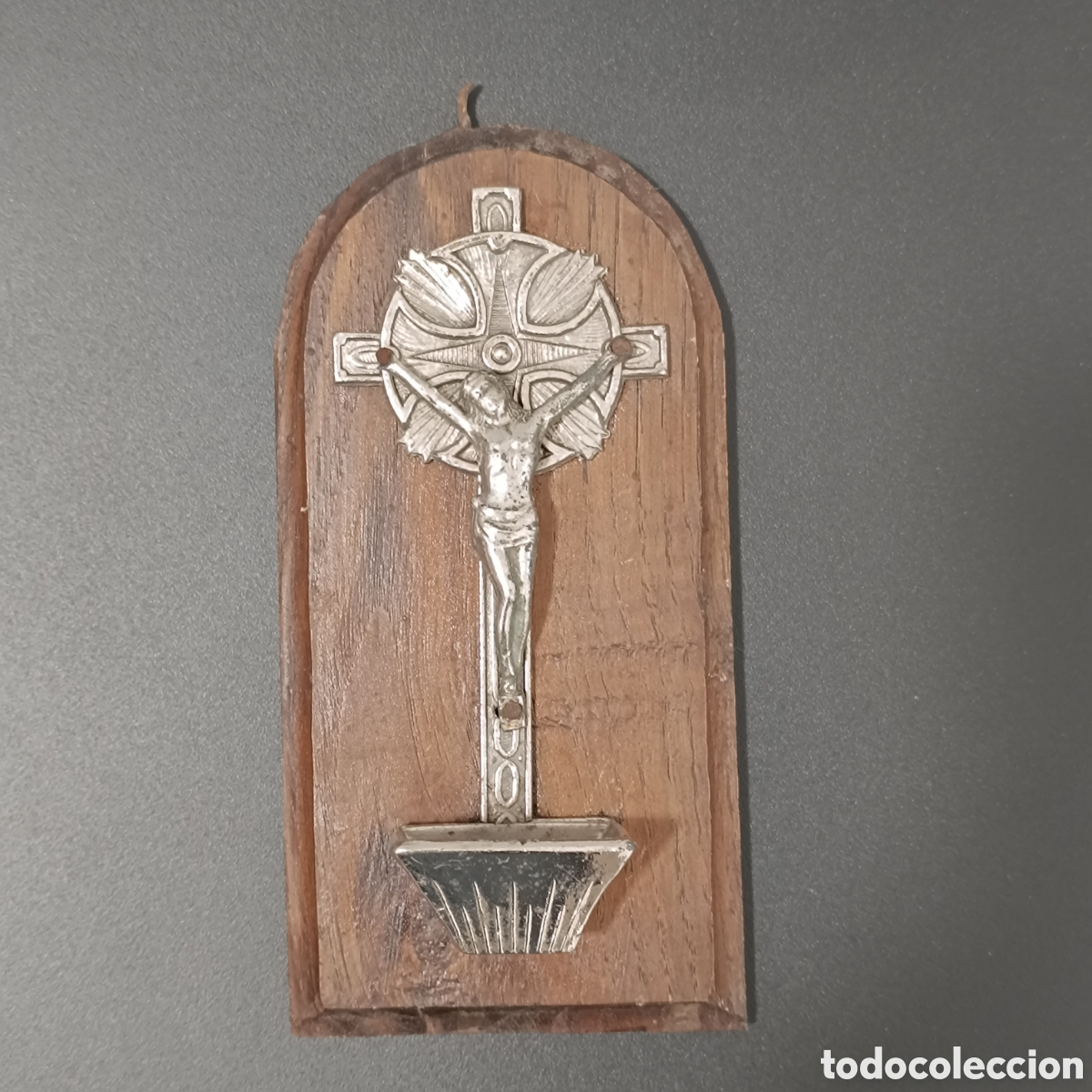 Antig&uuml;edades: Benditera antigua de madera y metal - Foto 1