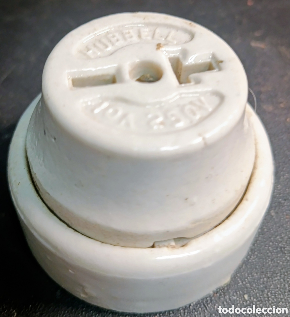 Antig&uuml;edades: Antiguo interruptor de porcelana Hubell - Foto 2