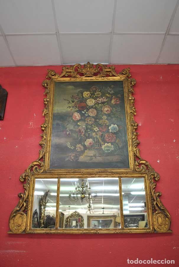 Antig&uuml;edades: ESPEJO TRUMEAU BODEG&Oacute;N FLORES - Foto 2