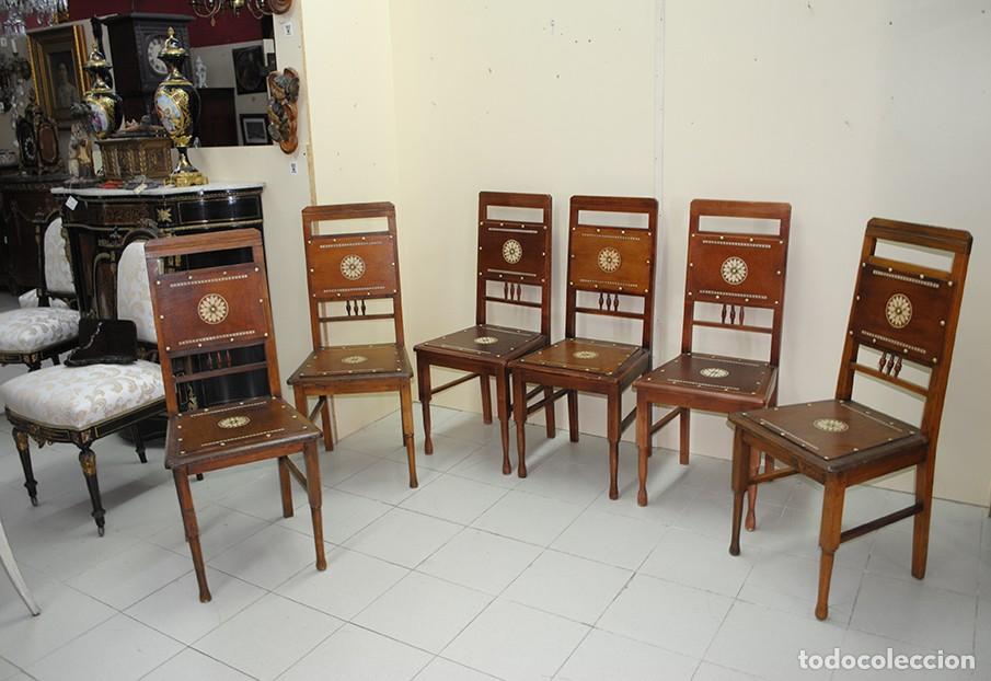 Antig&uuml;edades: CONJUNTO DE 6 SILLAS MODERNISTAS - Foto 5