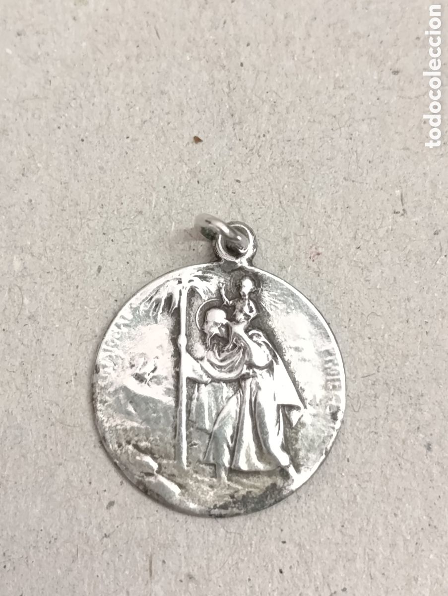 Antig&uuml;edades: MEDALLA DE PLATA SAN CRISTOBAL. - Foto 1