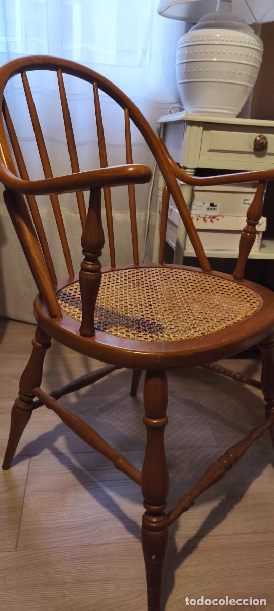 Antig&uuml;edades: Silla Windsor Madera y Rat&aacute;n Vintage - Foto 1