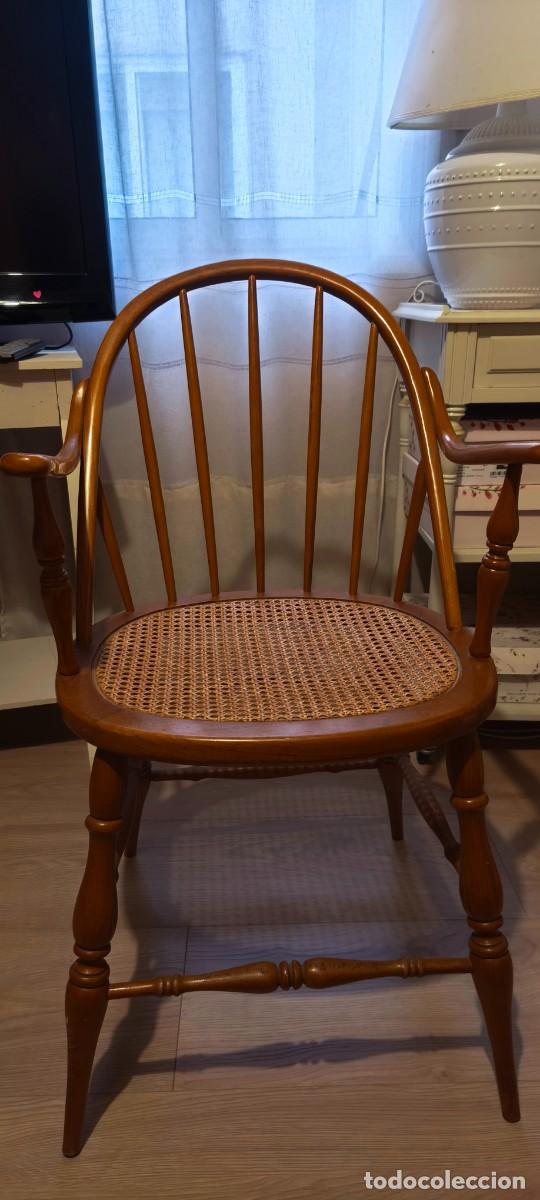 Antig&uuml;edades: Silla Windsor Madera y Rat&aacute;n Vintage - Foto 3