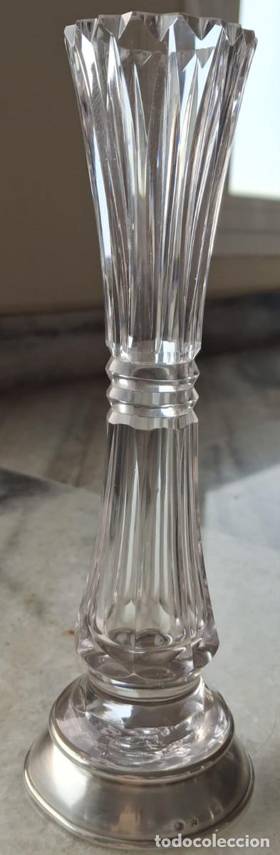 Antig&uuml;edades: Violetero cristal tallado y base de plata - Foto 1