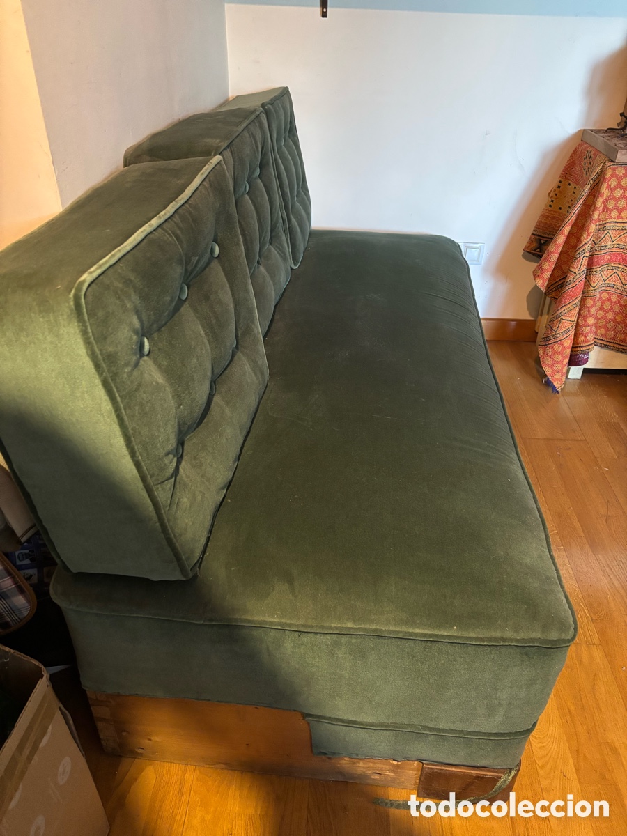 Antig&uuml;edades: Sof&aacute; Art Deco de madera y terciopelo verde - Foto 2